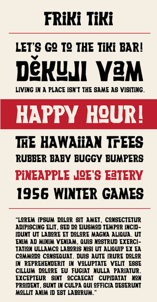 Font Specimen of Friki Tiki