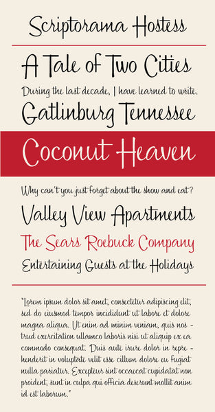 Scriptorama Hostess Type Specimen
