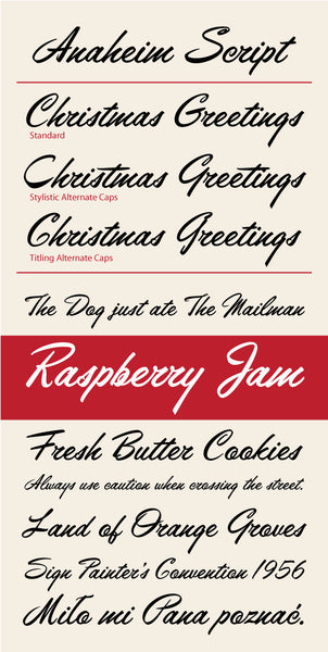 Anaheim Script Type Specimen