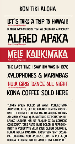 Kon Tiki Aloha Type Specimen